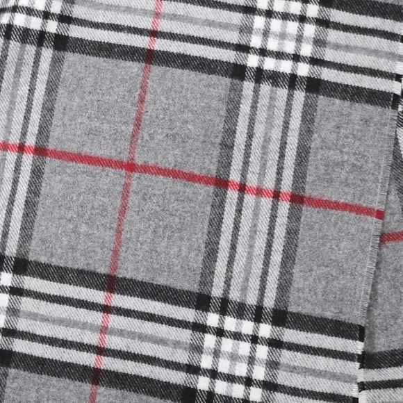 V. Fraas Women's Casmink Scarf Gray Red Black Plaid 100% Acrylic - Picture 2 of 3